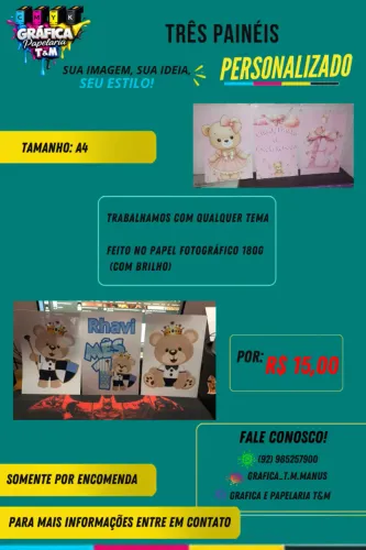 Três Painéis A4 Personalizados