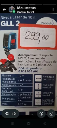 Nivel laser gll2 bosch novo na caixa