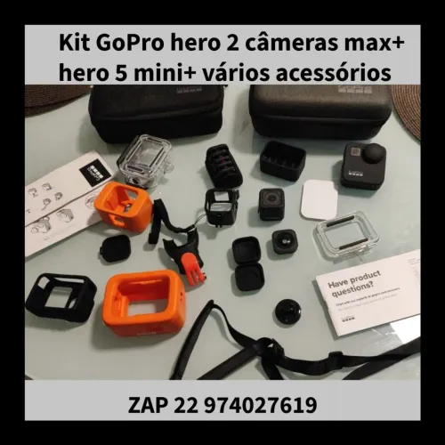 Câmera Gopro Hero 5+ Max e vários acessórios 