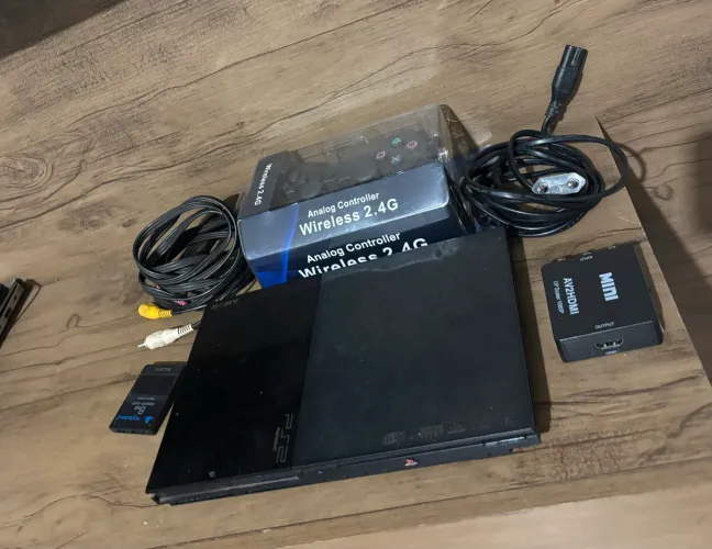 Ps2 Play Station 2 Slim com Controle sem fio