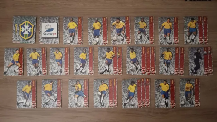 Lote Futcards Coca-Cola Seleção Brasileira Copa 1998 - 33 cards