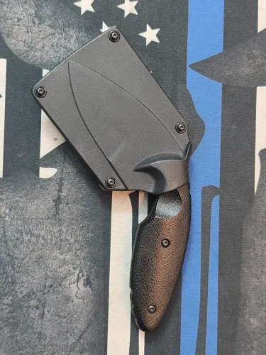 Faça Ka-Bar 1480 Law Enforcement Fixed Blade Black Drop Point Black Zytel Handles GFN BLK!