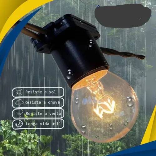 Varal 15 Metros com lâmpada incandescente 