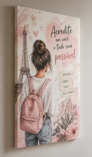 Quadro Feminino Paris Motivacional - Escolha Sua Frase Ou Arte