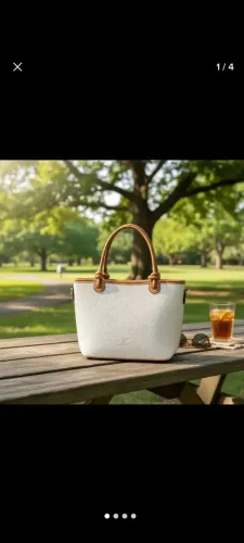 Bolsa Feminina Média Luxo Off White com Caramelo Moderna