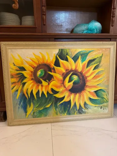 Quadro girassóis - pintura em tela