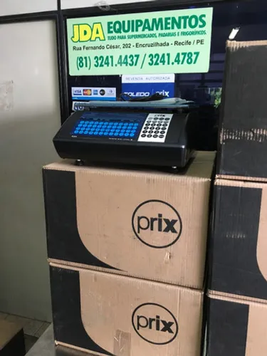 Balança digital com impressora código de barra - toledo - prix uno - supermercado 