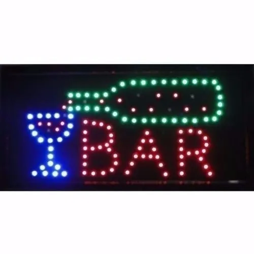 Placa Letreiro de Led Escrito "Bar"