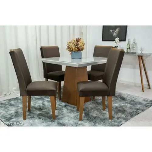 Mesa Jantar Luna Imbuia com 4 cadeiras!! Rf1811m
