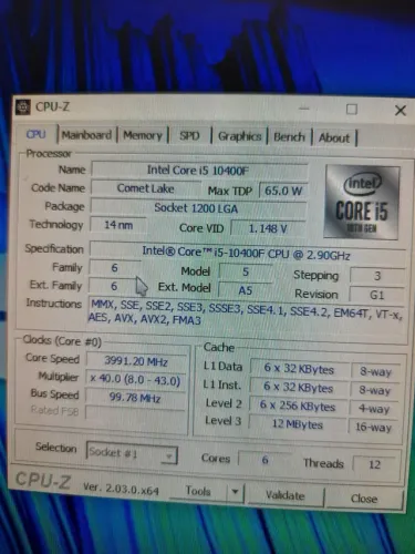 Kit placa mãe e I5 10400F 8gb ram
