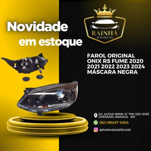Farol Original Onix RS Fumê 2020 2021 2022 2023 2024 Máscara Negra 