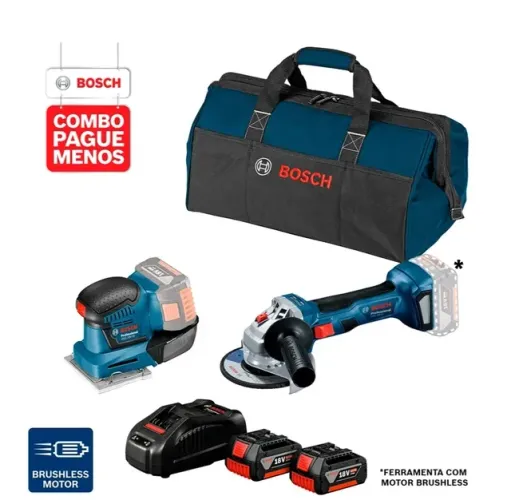  Esmerilhadeira Bosch a bateria GWS 180-LI + 2 bat. 18V 4,0Ah + carregador +1 bolsa