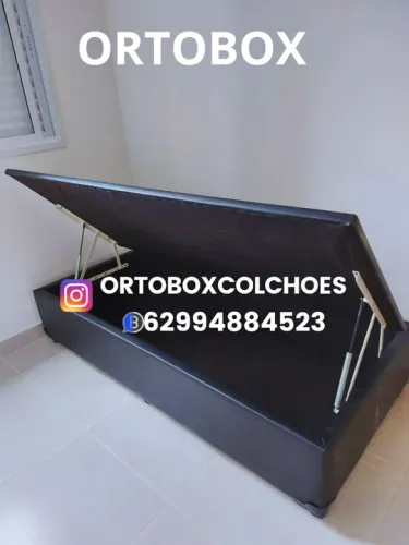 Cama Box Baú Solteirão corino e suede