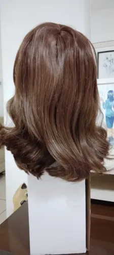 Peruca Castanha Curta Cabelo Sintético 