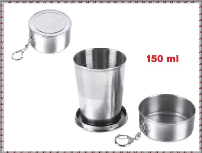 Copo retrátil 150 ml estilo chaveiro em aço inox 