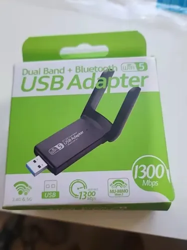 Adaptador Wi-Fi e Bluetooth USB 3.0 1300 Mbps - Novo e Lacrado