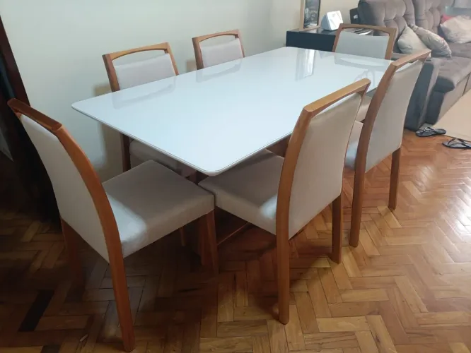 Mesa de Jantar Moderna com 6 Cadeiras - jade 