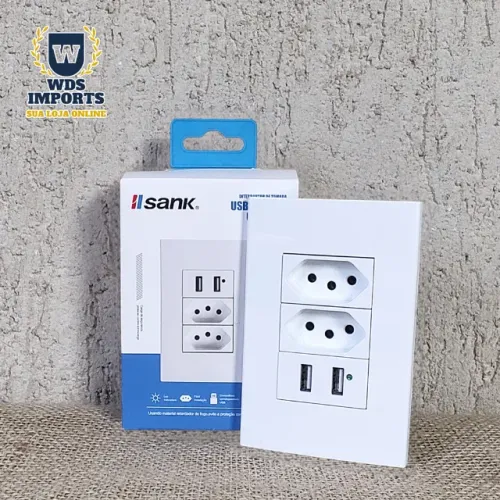 Interruptor de Tomada Com 2 Entrada Usb