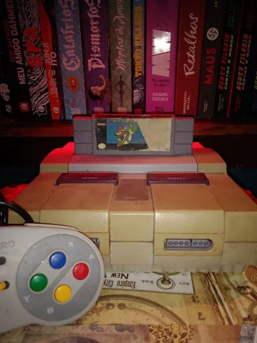 SUPER NINTENDO COM SUPER MARIO WORLD E CONTROLE! 