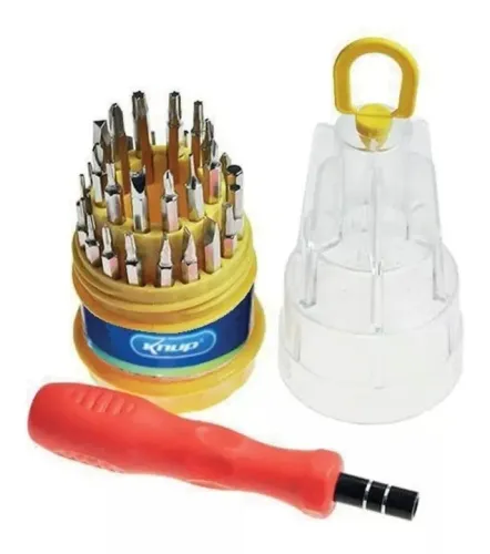 Kit Chaves De Precisão 31 Em 1 Fenda Torx Philips Multiuso Amarelo