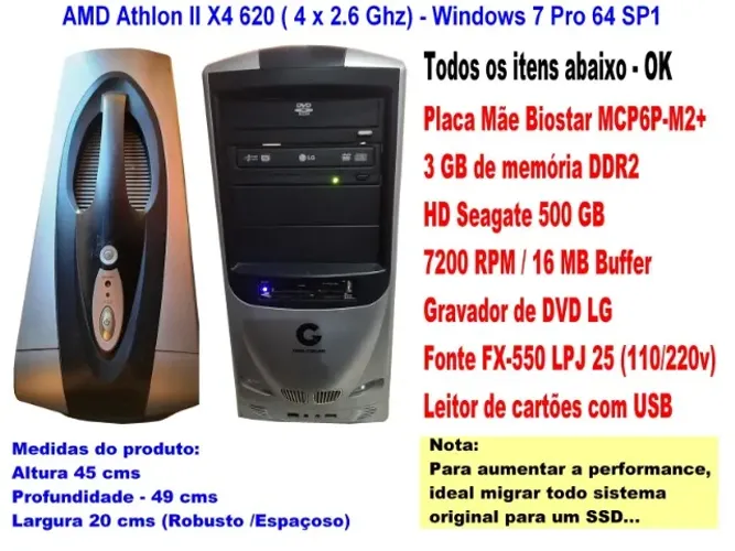 Computador AMD Athlon II X4 620 ( 4 x 2.6 Ghz)