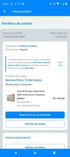 Guarda-Roupa Casal Hera MDF 8 Portas e 4 Gavetas Rufato Imbuia/Off White