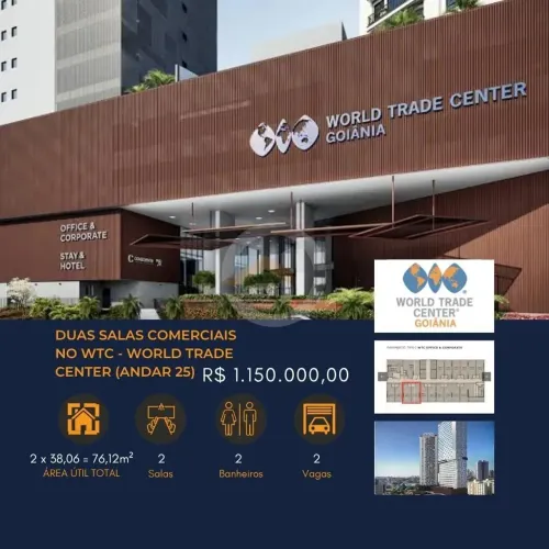 Duas Sala Comerciais juntas a venda WTC World Trade Center, totalizando 76,18 m²