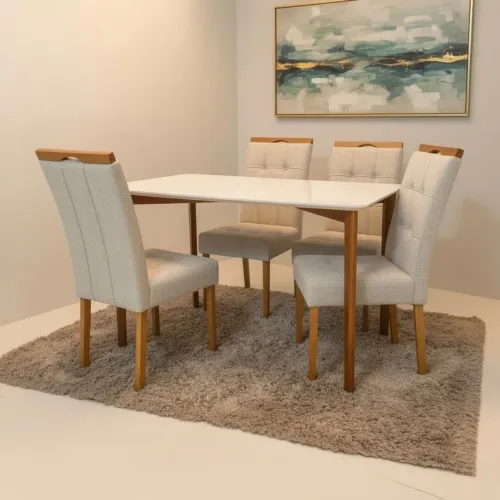 Mesa de Jantar Vegas 4 Cadeiras Madeira Maciça tt432