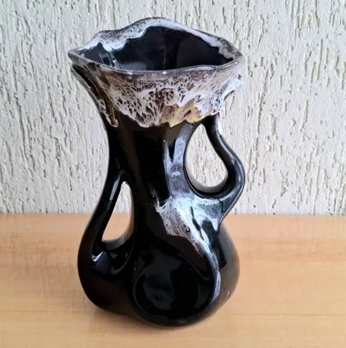 Antigo vaso em cerâmica esmaltada anos 60