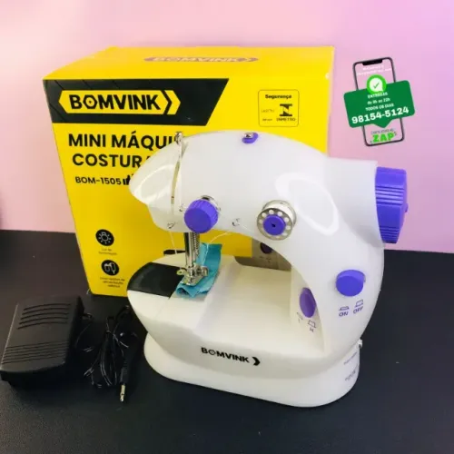Mini máquina de costura reta CounterTech portátil branca 110V
