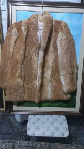 Casaco de pele genuína marrom tam 48