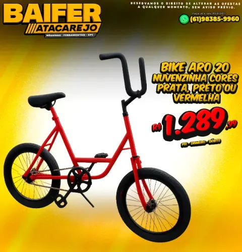 Bike Aro 20 Nuvenzinha Cores Disponíveis Prata, Preto ou Vermelha