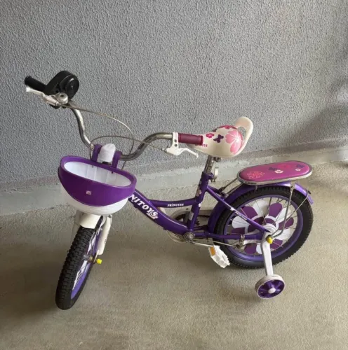Bicicleta Infantil Unitoys Princess Aro 16 na cor roxa.