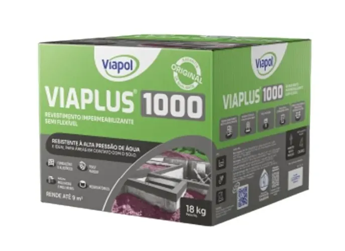 Argamassa Polimérica Impermeabilizante Semiflexível Viapol Viaplus 1000 18kg Cinza