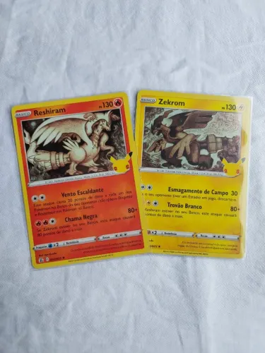 Carta Pokémon: Reshiram de fogo! e Zekrom de Raio! 