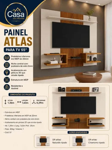 Painel Atlas Tv 55 1.63cm