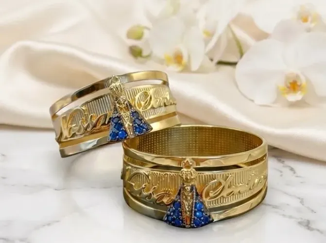 Anel Nossa Senhora Aparecida em Ouro 18k 750