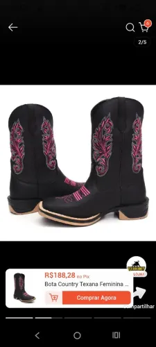 Bota country cano curto 