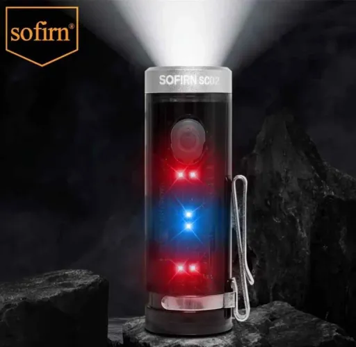 sofirn Mini SC02, lanterna recarregável lâmpada chaveiro , com indicador RGB