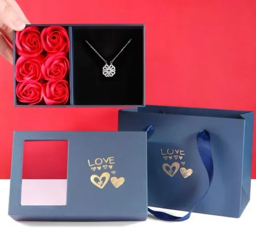Kit colar feminino presente esposa filha namorada trevo 4 folhas da sorte magnético