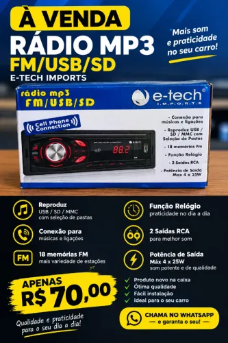 RÁDIO MP3 USB FM SD