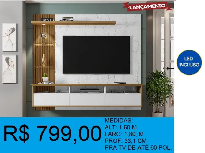 painel tv com led 1,80x1,60m