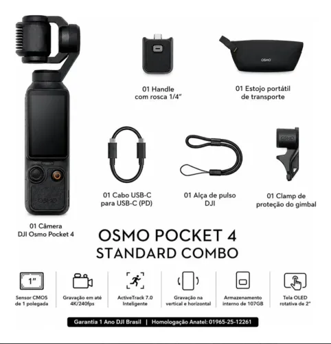 Câmera DJI osmo poket 4 combo standard