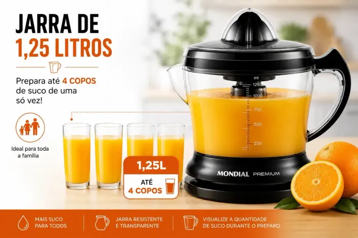 Espremedor de Frutas: Mondial.