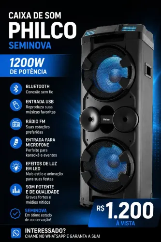 Vendo caixa de som philco, semi nova