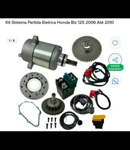Kit sistema partida elétrica da biz 125 2006 até 2010