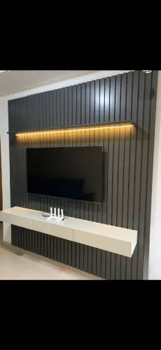 Painel ripado cinza