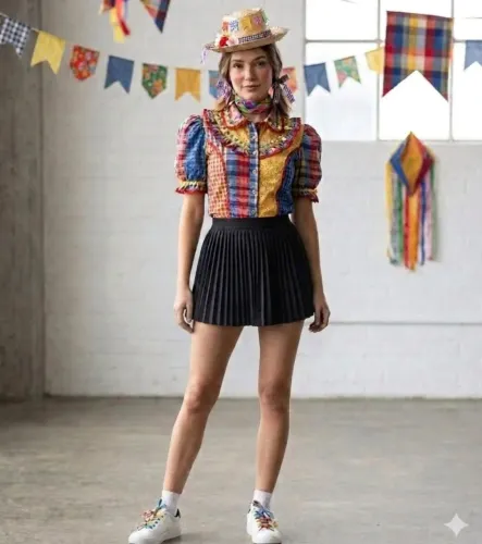 Short saia preta para festas ou passeios