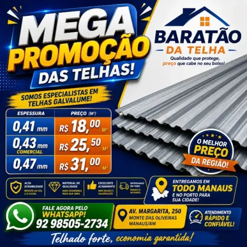 Se você procura qualidade, resistência e economia, a Baratão da Telha é o lugar certo.