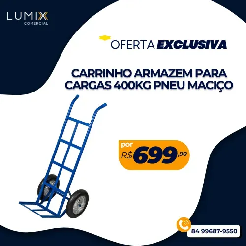 CARRINHO ARMAZEM PARA CARGAS 400KG PNEU MACIÇO